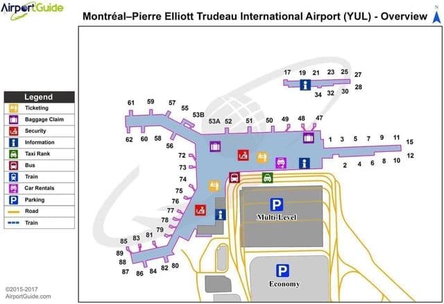 Mapa de la terminal del aeropuerto de Montreal
