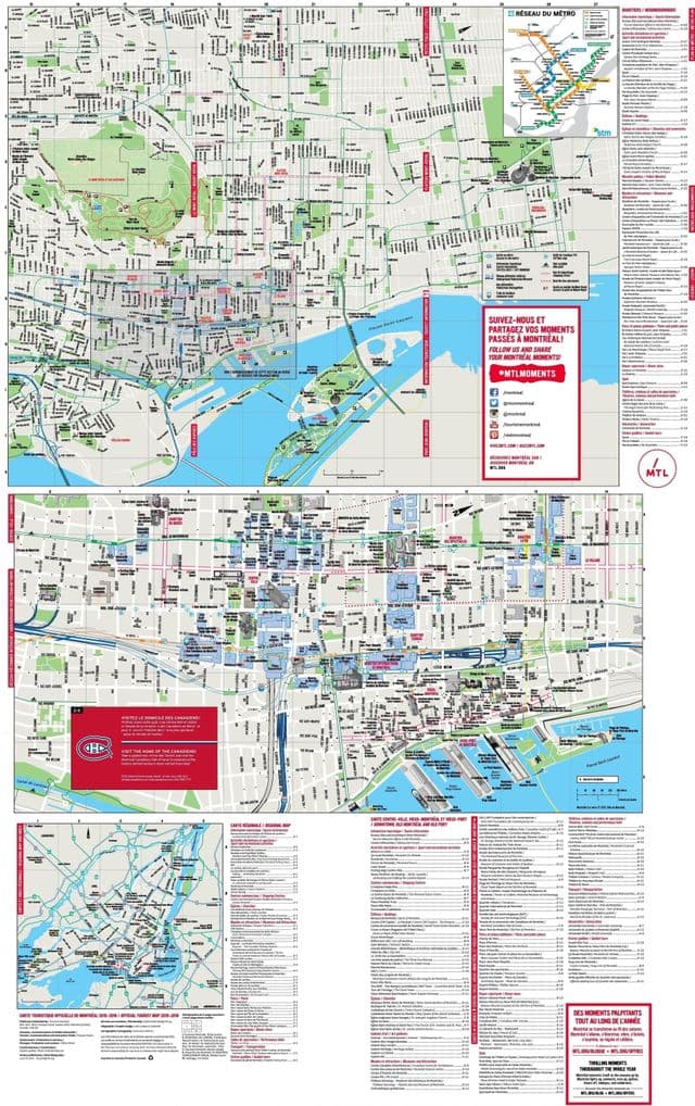 Mapa de los lugares de interés de Montreal