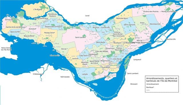 Mapa de los barrios de Montreal