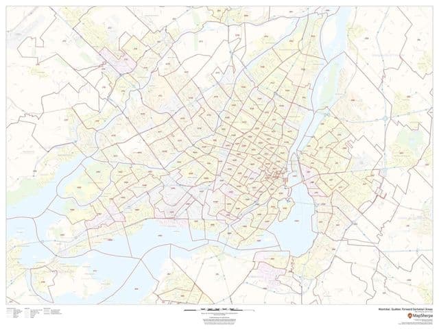 Mapa de los códigos postales de Montreal