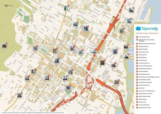 Mapa turístico de Montreal