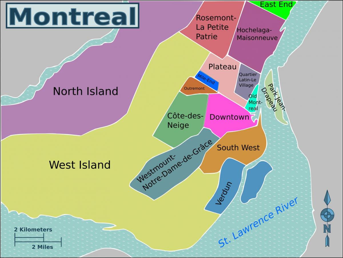 Mapa del distrito de Montreal