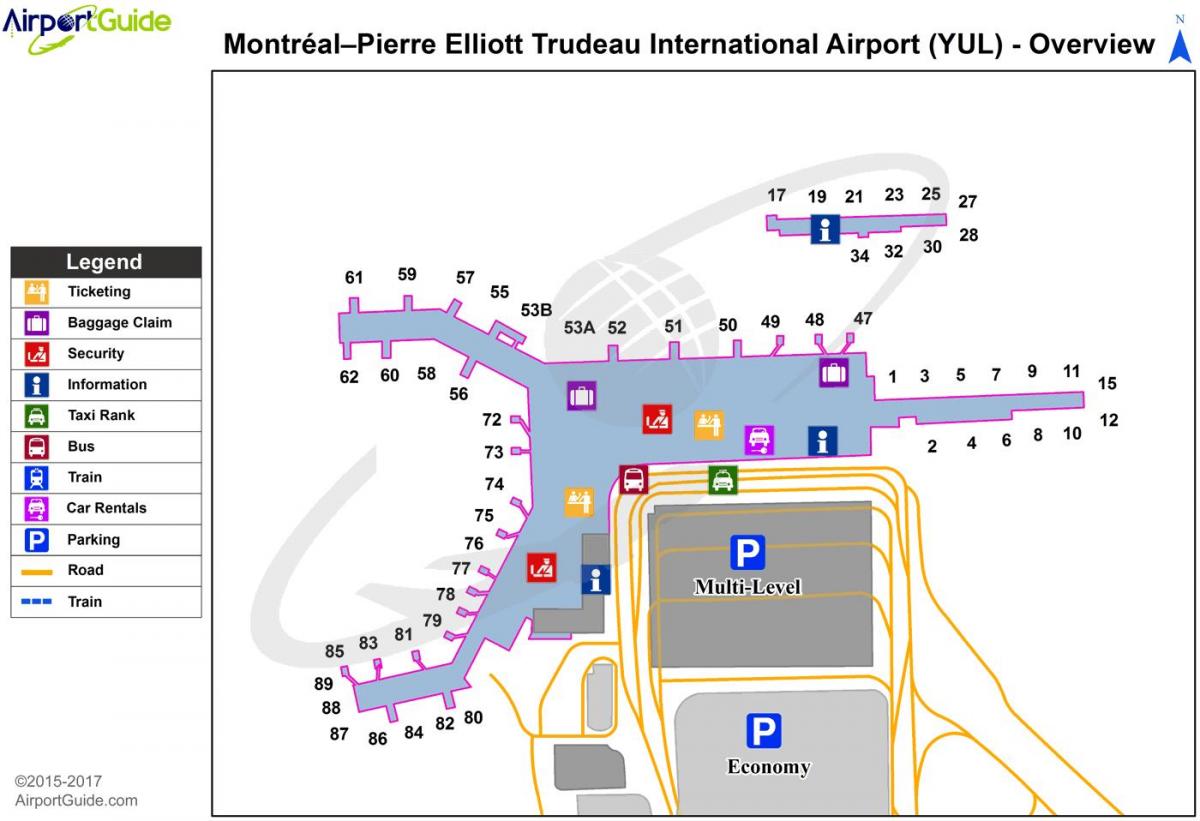Mapa de la terminal del aeropuerto de Montreal