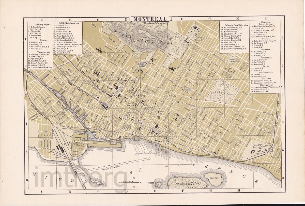 Mapa histórico de Montreal