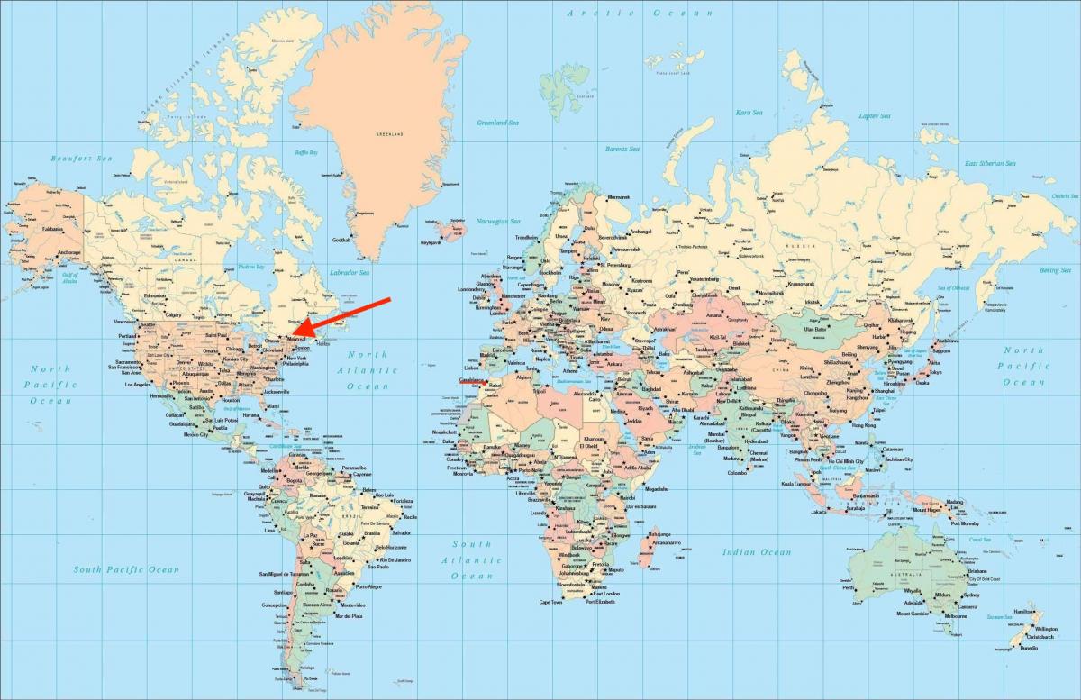 Ubicación de Montreal en el mapa mundial