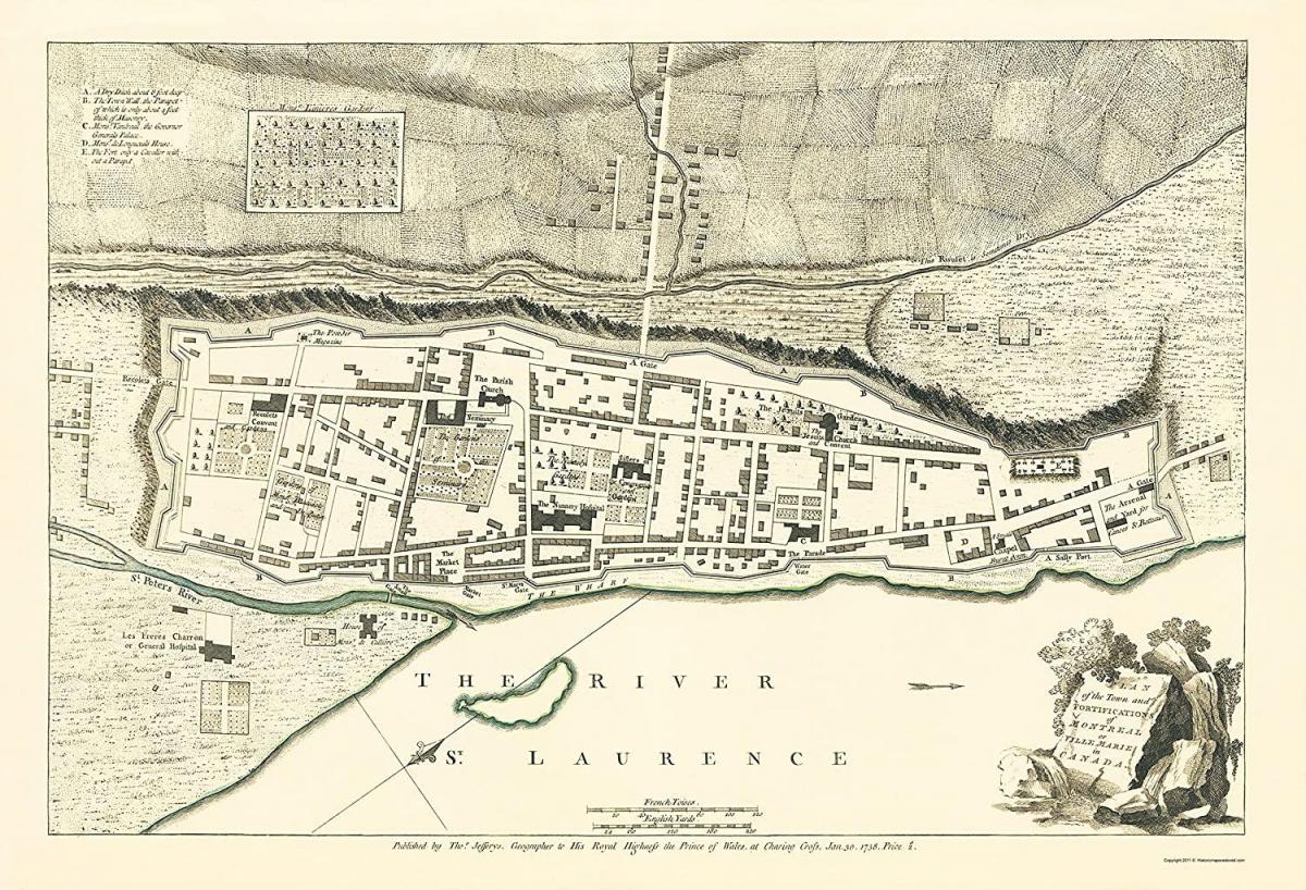 Mapa antiguo de Montreal